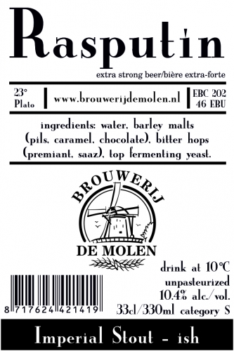 Brouwerij de Molen Rasputin / Moord & Doodslag - Stout